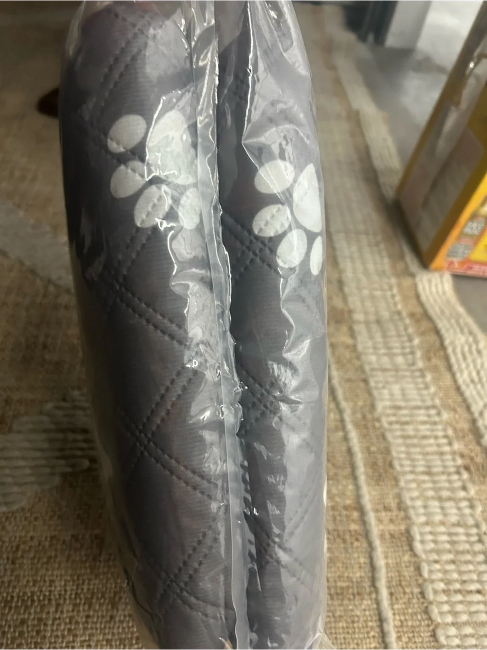 Gray Paw-Print Quilted Dog Pad - Protective Pet Mat